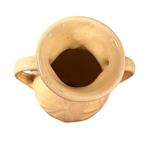 VTG USA Pottery Double Handle Vase 7 Inch Floral Yellow Glaze Shawnee - Picture 6 of 6